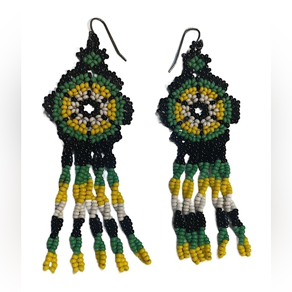 Mexican Beaded Earrings Huichol Handmade Mexico Beaded Art Artesania